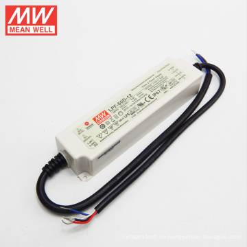 MEAN WELL Regulable 60W 12V LED Driver con función PFC IP67 UL LPF-60D-12